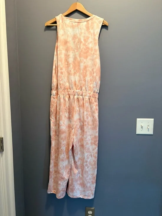 Women's Peach Tie-Dye Sleeveless Pajama Jumpsuit Mommy & Me - Picture 6 of 7